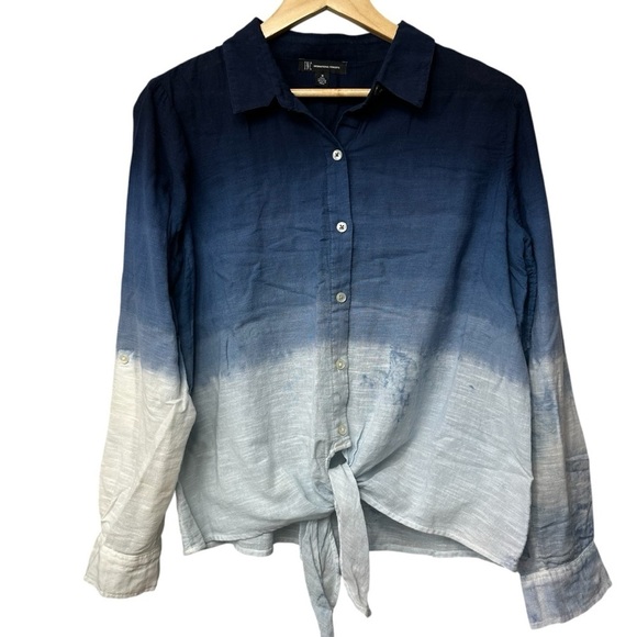 INC International Concepts Blue Cotton Long Sleeve Summer Blouse, M - Picture 3 of 10